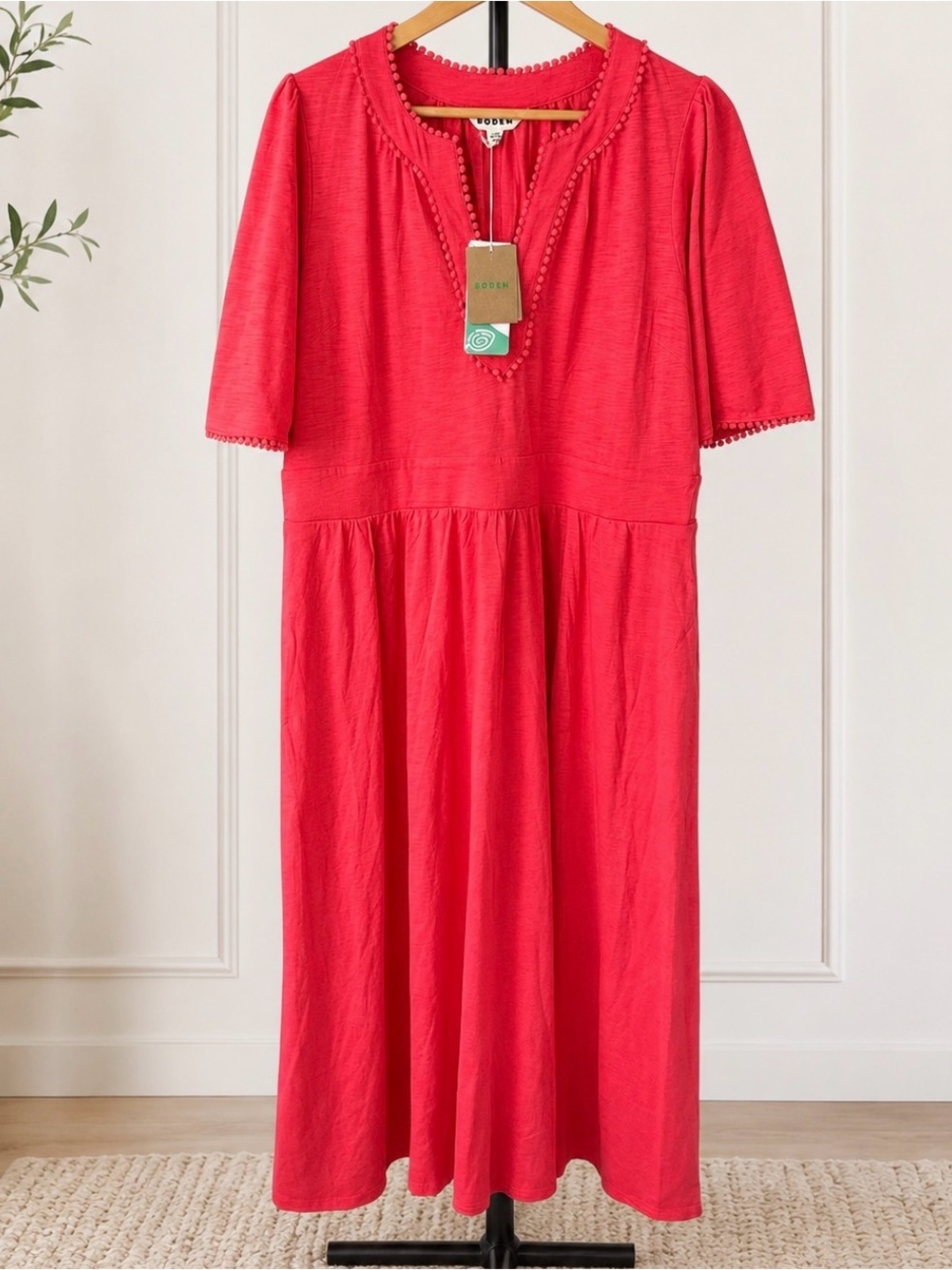 Boden Maddie Trim Jersey Dress Pink NWT Size 16-18 - Picture 2 of 9